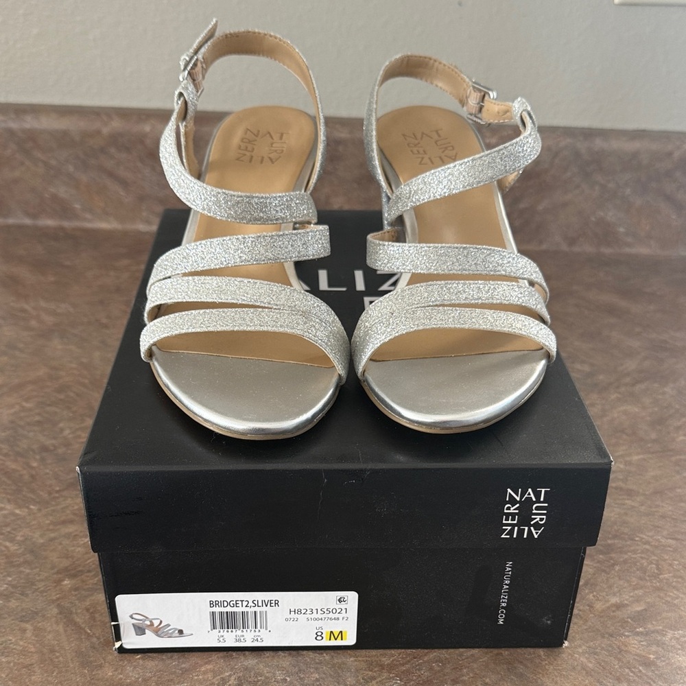 Naturalizer Silver Glitter Sandals